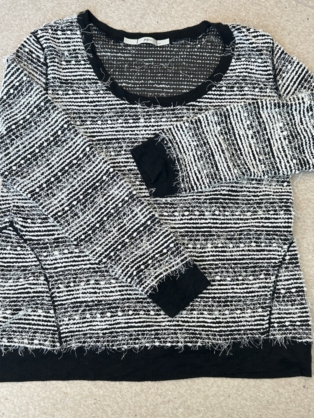 Gibson Black and White Textured Crewneck Sweater size XL